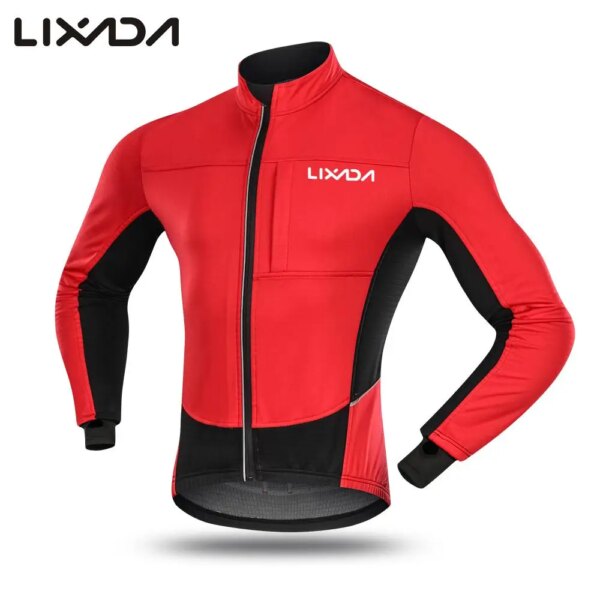 Lixada-Chaqueta de ciclismo para hombre, ropa térmica cálida de lana para bicicleta de montaña, ropa deportiva, abrigo resistente al viento