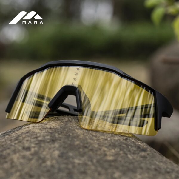 MANA Gafas de bicicleta Gafas de sol nocturnas ROAD MTB Gafas deportivas para hombres y mujeres UV400 Soporte de nariz ajustable Se adapta a todas las formas de cara