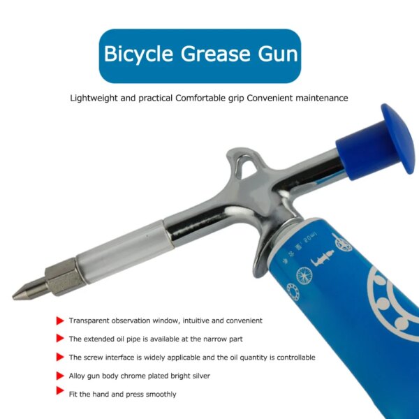 Pistola de engrase para bicicleta de montaña, suministros de reparación, inyector de grasa para manguera de 13mm, pistola lubricante, accesorios para ciclismo