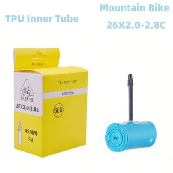 Tubo interior de bicicleta MTB 26/27, 5/29 X1.95-2.8C válvula francesa 45mm TPU ultraligero tubo interior de bicicleta accesorios para neumáticos de ciclismo