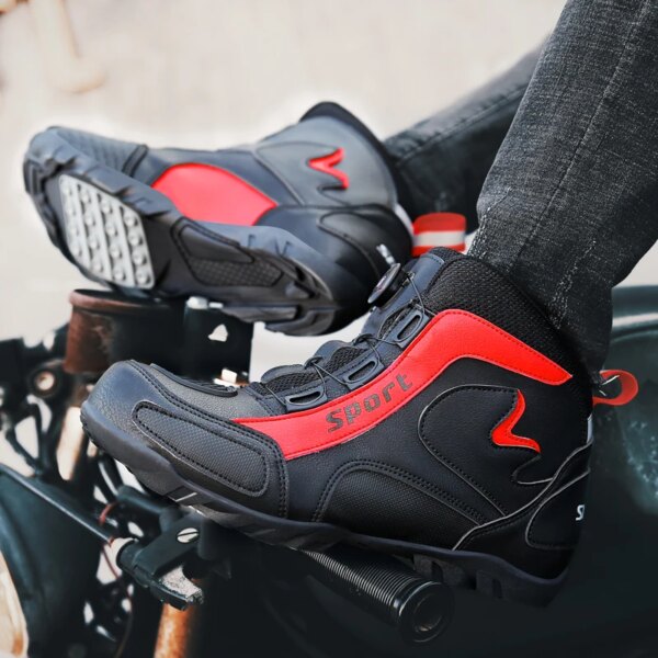 Zapatos de ciclismo MTB para hombre, botas planas para motocicleta, tacos de goma, zapatos para bicicleta de carretera, zapatillas de invierno para bicicleta de velocidad, botas con Motor de carreras