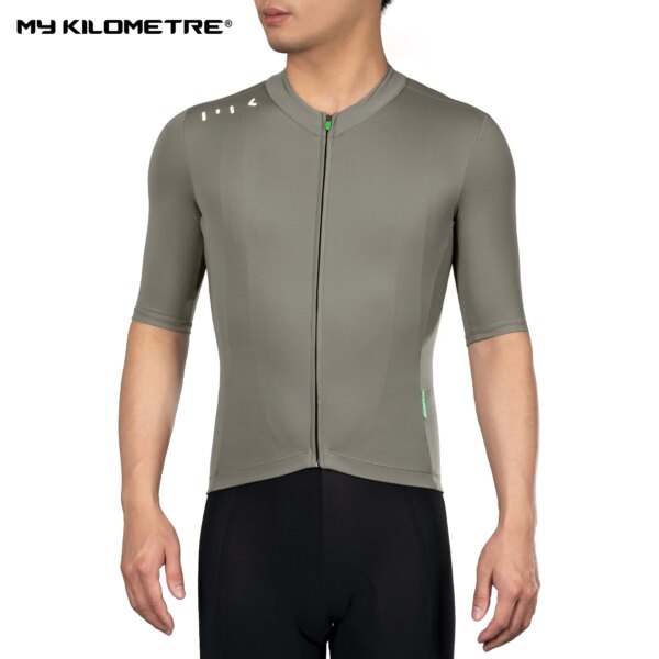 MY KILOMETER-Camiseta de ciclismo para hombre, Jersey de manga corta para montar en verano con 3 bolsillos traseros, ropa reflectante para bicicleta