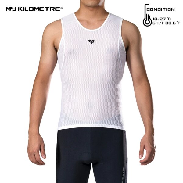 MY KILOMETER-Camiseta interior deportiva de secado rápido para hombre, capa Base de ciclismo, ropa interior blanca sin mangas, chaleco, Jersey de bicicleta