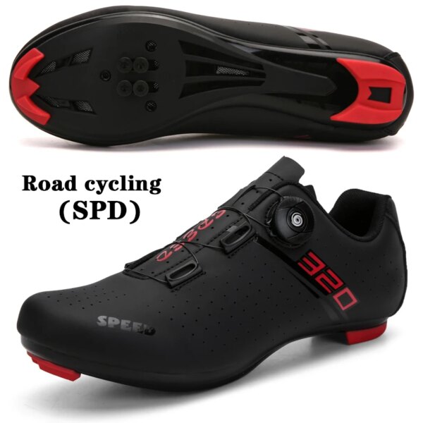 Zapatos de ciclismo para hombre, de cuero PU, para deportes de bicicleta MTB, ligeros, transpirables, SPD, con autosujeción, para carreras de bicicletas