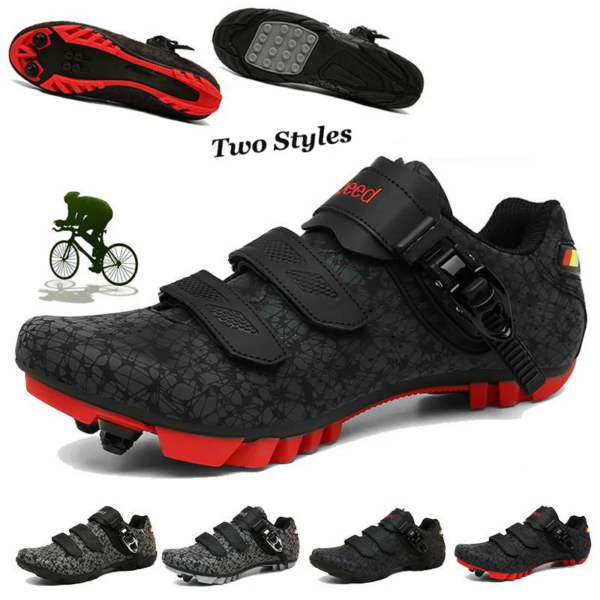 Zapatillas de ciclismo para hombre, zapatos de montaña Spd, zapatos para bicicleta de montaña, tacos con cierre automático, zapatos para bicicleta de tierra, zapatillas planas de carreras de velocidad para mujer