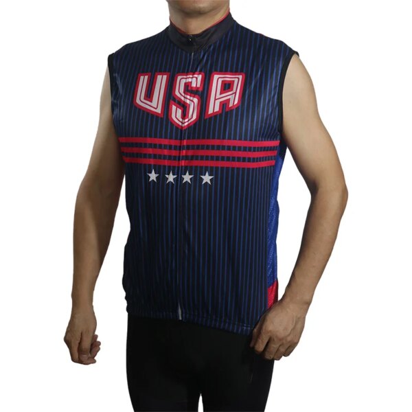 Jersey de Ciclismo sin mangas para hombre, chaleco con bandera de EE. UU. Y América, Ropa para bicicleta, Maillot MTB, camisetas para bicicleta de carretera, Ropa de Ciclismo de carreras