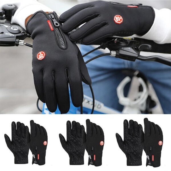 Hombres Mujeres Invierno Cálido A prueba de viento Impermeable Térmico Guantes de pantalla táctil Mitones