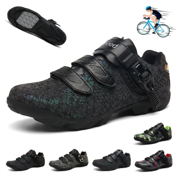 Zapatillas de ciclismo para hombre, zapatos planos antideslizantes para bicicleta de montaña y de carreras, calzado para ciclismo de velocidad, zapatos para bicicleta de montaña sin tacos