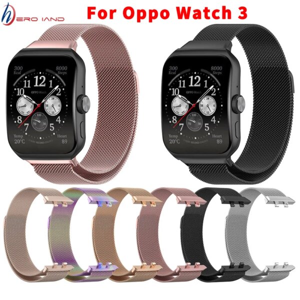 Correa de Metal para reloj inteligente Oppo Watch 3, pulsera magnética de alta gama, pulsera deportiva de repuesto de acero inoxidable