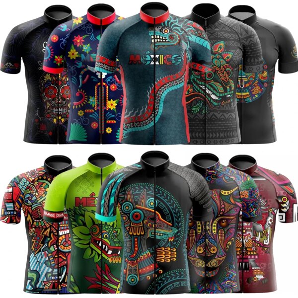 Jersey de ciclismo de verano para hombre, Maillot reflectante de manga corta para equipo profesional de descenso, ropa de bicicleta de montaña, nuevos estilos de México