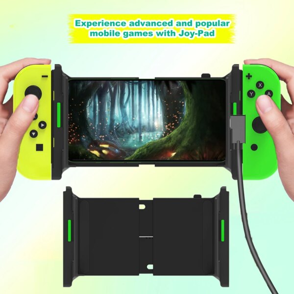 Controlador de juego para móvil, adaptador de mango de agarre para juego compatible con Nintendo Switch/Oled Joy-Con para IOS y Android, soporte para juegos de teléfono móvil