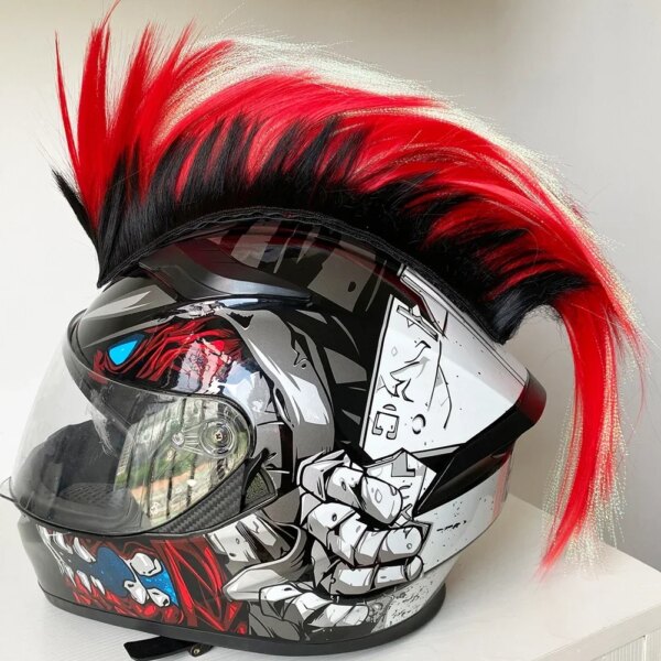 Peluca para casco Mohawk, decoraciones para casco de motocicleta, pelucas, cresta de gallo, cara completa para Motocross, decoración para casco todoterreno, pegatina para el cabello, pasta