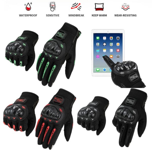 Guantes de motocicleta con pantalla táctil, transpirables, dedo completo, protección para deportes al aire libre, guantes de ciclismo para montar en bicicleta