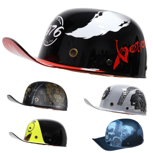 Casco De motocicleta De verano Casco Moto Vintage Retro Capacete De Moto cara abierta medio Casco Chopper Biker Motobiker Casco