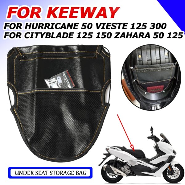 Bolsa de almacenamiento para asiento de motocicleta, bolsa organizadora para herramientas, para Keeway Hurricane 50 Vieste 125 300 Cityblade 150 Zahara 125