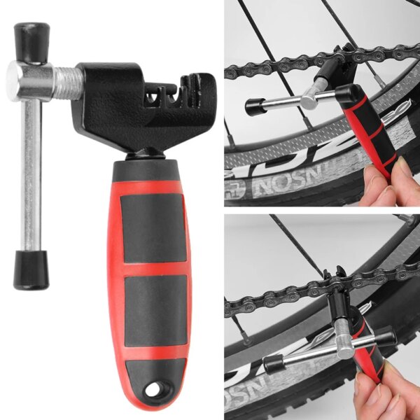Separador de cadena de bicicleta de montaña, herramienta portátil roja para quitar cadena de bicicleta, desencadenador de acero portátil, herramienta de reparación de bicicletas