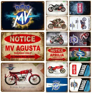 Placa de Metal Mv Agusta Aprilia, cartel de hojalata Vintage, decoración Shabby Chic, carteles de Metal, decoración de Bar Vintage, cartel de Metal, placa de Metal