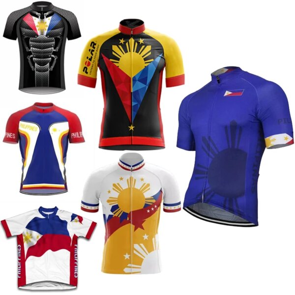 Jersey de ciclismo del equipo de Filipinas para hombre, ropa azul para bicicleta, ropa de bicicleta de manga corta personalizable, novedad