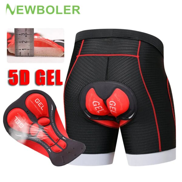 NEWBOLER pantalones cortos de bicicleta de malla transpirable ropa interior de ciclismo almohadilla de Gel 5D a prueba de golpes pantalones cortos de ciclismo MTB ropa interior de bicicleta pantalones cortos de hombre