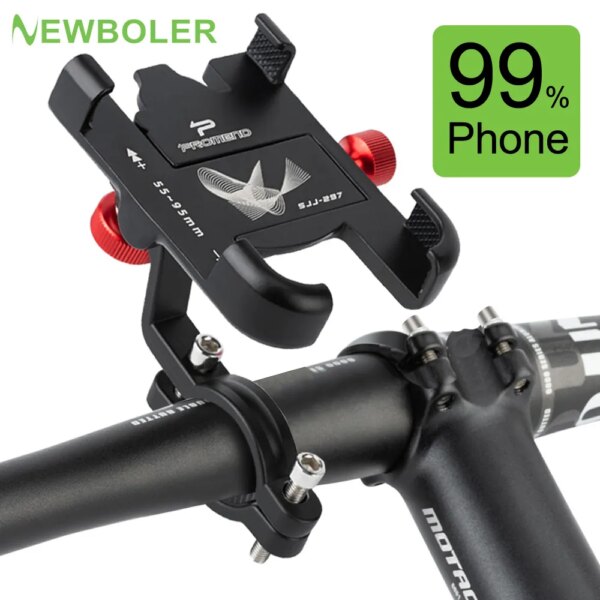 NEWBOLER MTB soporte para teléfono soporte para bicicleta 360 ° giratorio de aluminio ajustable soporte para teléfono para bicicleta antideslizante soporte para ciclismo