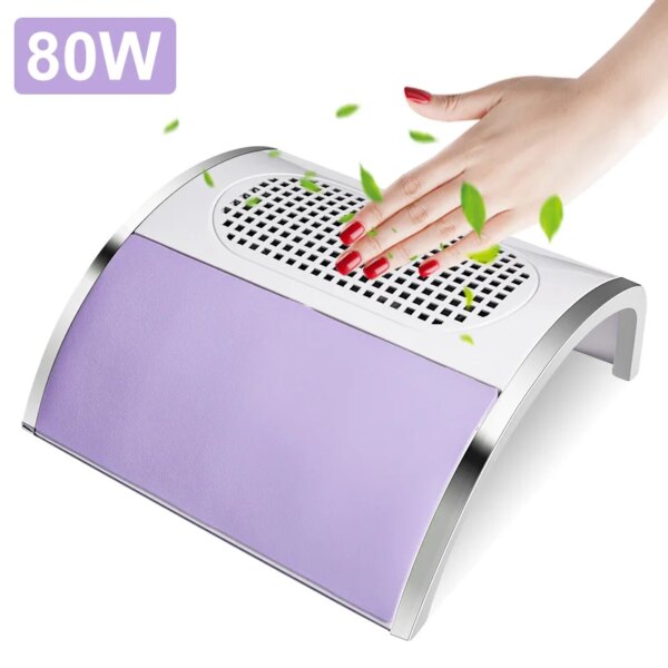 Aspiradora de uñas de 80w, Extractor de polvo de alta potencia para uñas, colector de polvo de uñas de poco ruido, absorbente para pulido de uñas de Gel