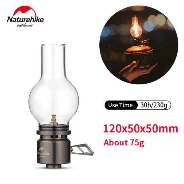 Naturehike-Lámpara de Gas Retro para exteriores, lámpara de Gas para acampar, linterna de tanque de Gas, herramientas de iluminación de brillo ajustable, ultraligera