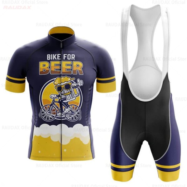 Nuevo patrón de cerveza ropa de Ciclismo verano Anti-UV Ciclismo Jersey conjunto transpirable carreras deporte Ciclismo bicicleta de montaña conjuntos de Ciclismo