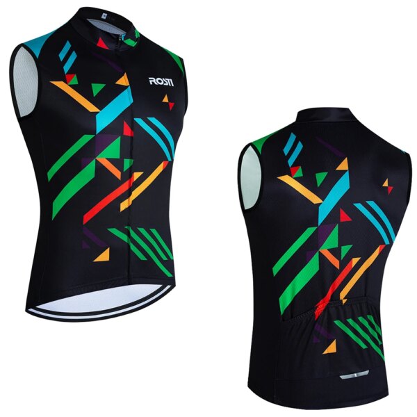 Nuevo Jersey de Ciclismo negro para hombre y mujer, camiseta de bicicleta Rosti a la moda, chaleco de secado rápido, Ropa de Ciclismo sin mangas, camiseta de Maillot 2024