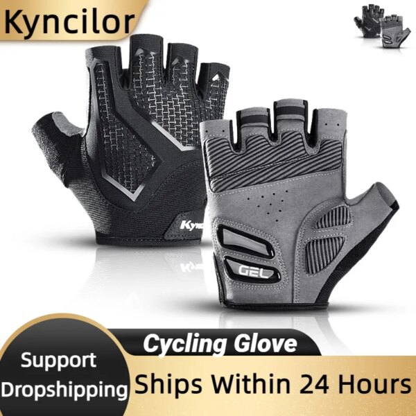 Nuevos guantes de ciclismo de medio dedo para hombres y mujeres, guantes de silicona líquida que absorben los golpes, transpirables, guantes deportivos para bicicleta y Fitness