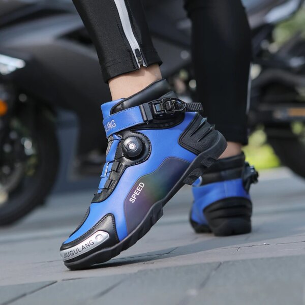 Nuevos zapatos de motociclismo para hombre, botines todoterreno impermeables de cuero, zapatos de carreras urbanas para hombre, equipo profesional para ciclismo todoterreno