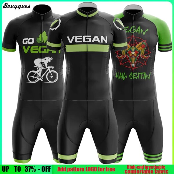 Nuevo Pro Team Premium VEGAN ciclismo Jersey conjunto transpirable carreras deporte bicicleta Jersey ropa de ciclismo para hombre Jersey de bicicleta corta