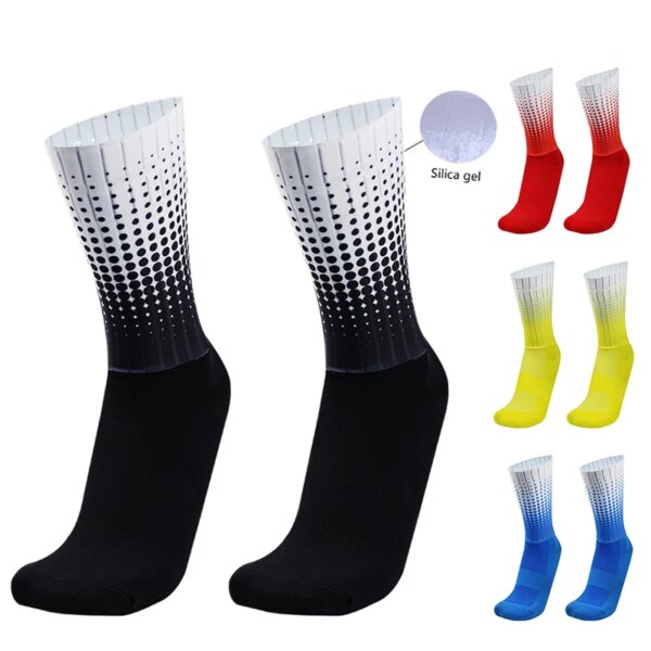 Nuevo estilo de lunares de verano Calcetines deportivos para Ciclismo antideslizantes de silicona Pro Carreras al aire libre Calcetines para bicicleta Calcetines Ciclismo