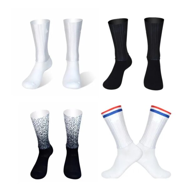 Nuevos calcetines de ciclismo transpirables de verano para hombre, antideslizantes, sin costuras, Aero Bike, resistentes al desgaste, deporte de bicicleta de carretera, calcetines para correr y bicicleta