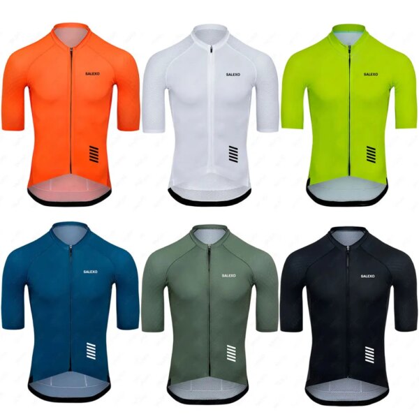 Nuevo uniforme de equipo SALEXO para hombre, camiseta de Ciclismo de manga corta de verano, Maillot, Ropa de Ciclismo MTB, camisetas de Ciclismo de carretera, Ropa