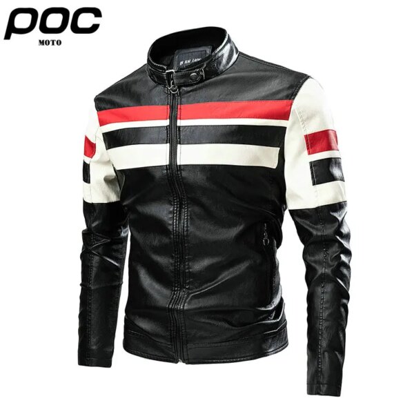 Chaqueta de cuero empalmada para ciclismo para hombre, abrigo para motociclista, moda de otoño, para exteriores, Moto Poc, primavera y otoño