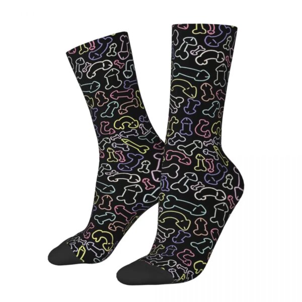 PASTEL PATRÓN MÁSCARA NEGRO Pene Polla Calcetines de invierno unisex Ciclismo Calcetines felices estilo callejero Calcetín loco