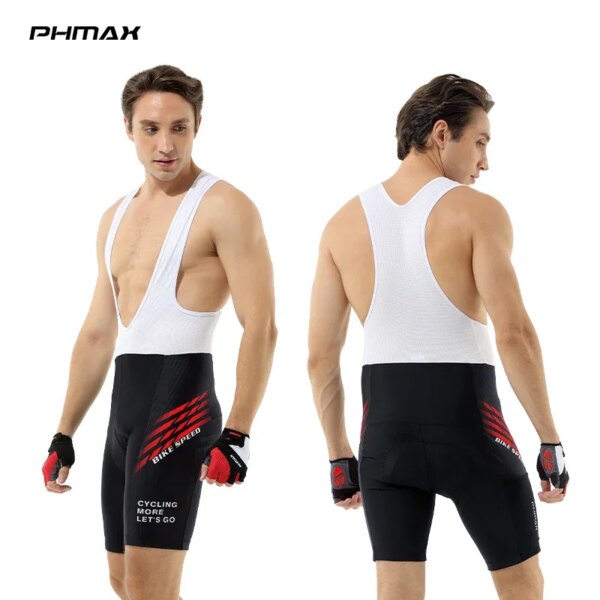 PHMAX-pantalones cortos de ciclismo para hombre, medias transpirables de tela de empalme, pantalones cortos con pechera para bicicleta, almohadilla de Gel 5D, verano, MTB, carreras y carretera