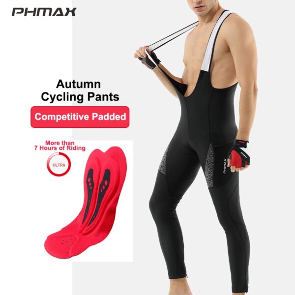 Pantalones de ciclismo PHMAX para hombre, pantalones transpirables de otoño para bicicleta de montaña, mallas reflectantes de seguridad nocturna para ciclismo con pechera de carreras