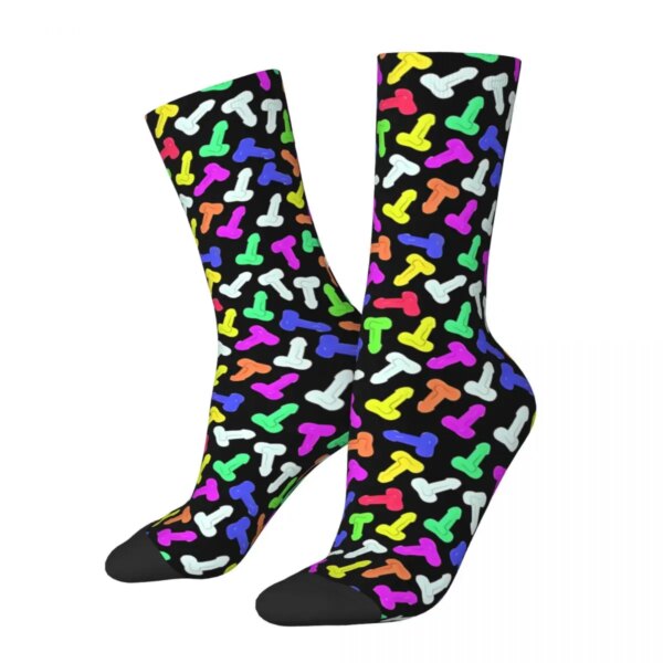 Pene Patrón multicolor Hombres Mujeres Calcetines Ciclismo Novedad Primavera Verano Otoño Invierno Medias Regalo