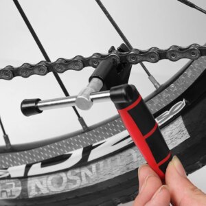 Herramienta portátil para quitar cadena de bicicleta, herramienta divisora ​​de eslabones, cortador de cadena con mango de bicicleta rojo, divisor de cadena de bicicleta de montaña