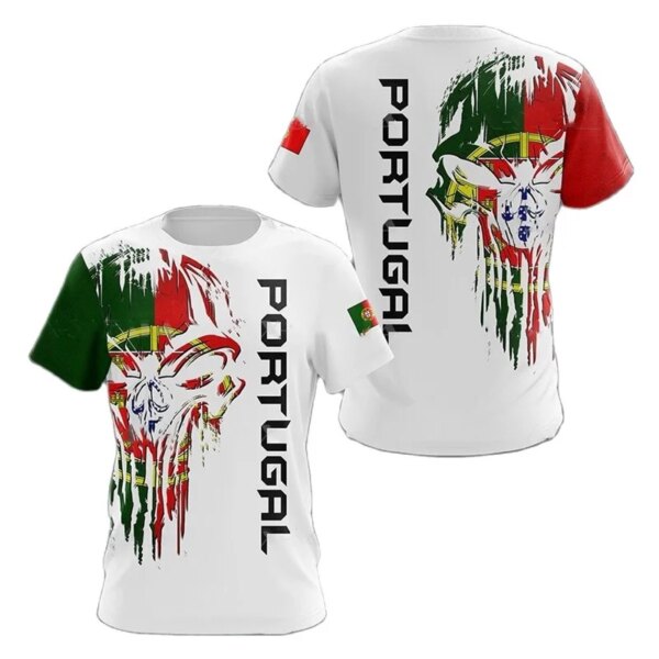 Camiseta con emblema de la bandera nacional de Portugal para hombres, camisetas con gráficos portugueses, camisetas con estampado de camuflaje 3D, camisetas de manga corta