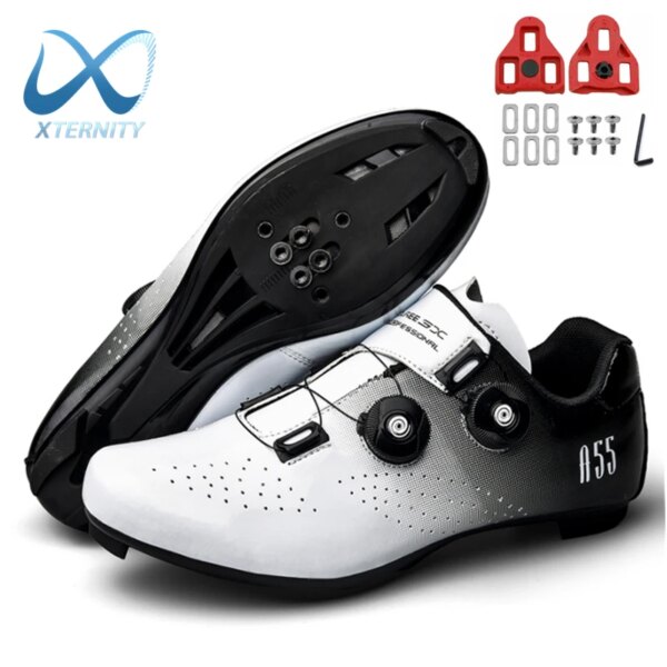 Zapatos de ciclismo ultraligeros profesionales para hombre, zapatillas de carreras SPD con bloqueo automático, zapatillas de bicicleta de carretera, zapatillas planas para exteriores MTB