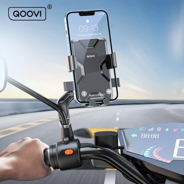 QOOVI soporte para teléfono de motocicleta soporte para bicicleta soporte para teléfono móvil soporte GPS soporte a prueba de golpes para iPhone Samsung Xiaomi