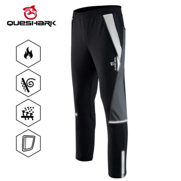 QUESHARK hombres mujeres grueso cálido polar ciclismo pantalones a prueba de viento impermeable MTB bicicleta de carretera Camping Trekking pantalones