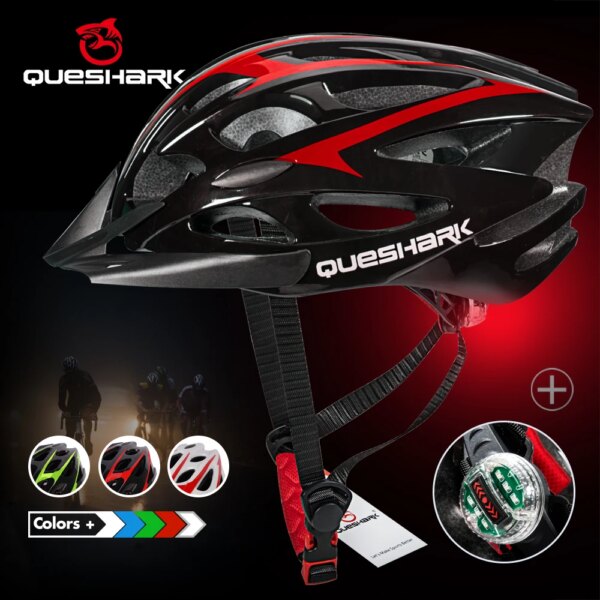 QUESHARK hombres mujeres ultraligero ciclismo casco Led luz trasera MTB bicicleta de carretera motociclismo gorra segura con visera solar