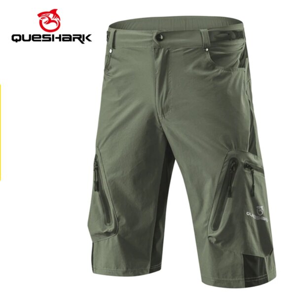 QUESHARK-pantalones cortos de ciclismo para hombre, pantalones cortos holgados de ciclismo deportivo para ciclismo de montaña y de montaña con 5 bolsillos, verano