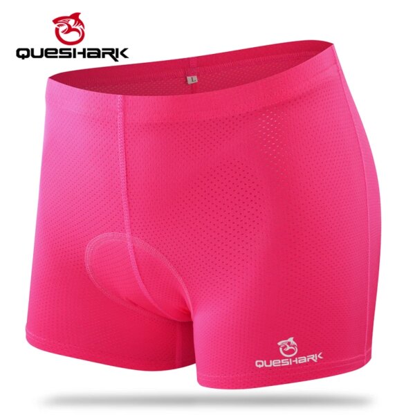 QUESHARK-ropa interior rosa para ciclismo para mujer, ropa interior deportiva con relleno de Gel 3D a prueba de golpes para montaña, MTB, ciclismo de carretera, medias y pantalones cortos