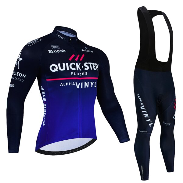 Quick Step Team-Conjuntos de Jersey de Ciclismo de otoño, ropa transpirable de manga larga para bicicleta, trajes, ropa de Ciclismo Masculino