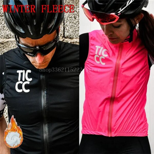 RCC-Chaleco de Ciclismo de invierno, chaquetas de lana sin mangas con 3 bolsillos, cortavientos, Ropa para bicicleta de montaña y carretera