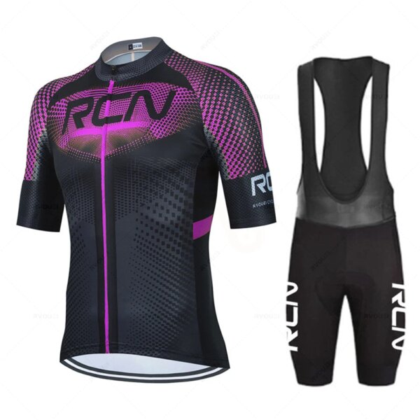 RCN Ciclismo Jersey conjunto de manga corta para hombres Anti-UV bicicleta Pro equipo verano Ciclismo ropa Maillot Ciclismo Hombre traje de bicicleta